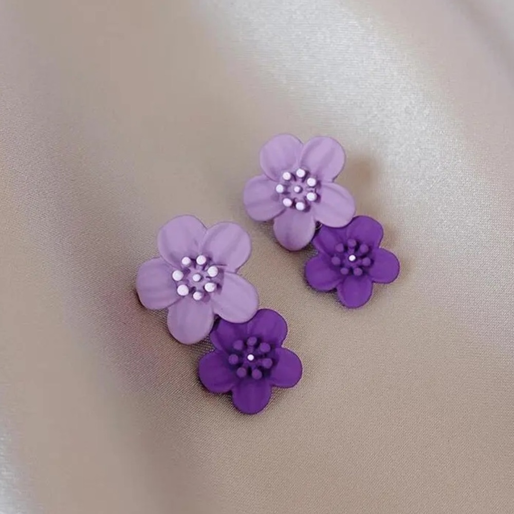 Purple Floral Earrings